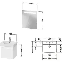 Duravit No.1 ensemble de meubles 550, incl. lavabo, meuble sous-lavabo, miroir, N10152018180000