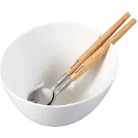 Klausberg PORCELANOWA MISA 23cm DO SAŁATEK Z ŁYŻKAMI KB-7787 BIAŁA, Saladier + bol, Blanc