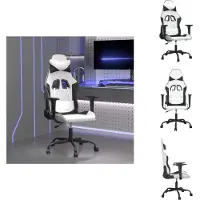 vidaXL Chaise de jeu avec fonction de massage Blanc et noir similicuir