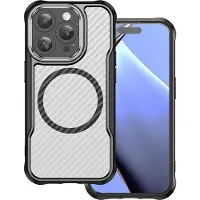 TFO Coque pour iPhone 16 Pro MagSafe Dos Carbone Antichoc Renforcé Noir