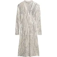 Superdry pour femme. W8011775A Robe en argent Ls (L), Argenté, Fête, Polyester, Manche longue