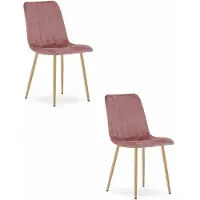 Leobert Chaise LAVA - velours rose / pieds en bois x 2