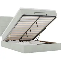 vidaXL Ottoman-lit avec matelas & LEDs gris clair 140x200 cm velours