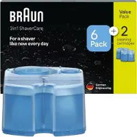 Braun Pack de 8 cartouches de recharge Braun Lotion Combi Auto-nettoyant CCR X6+2 pour rasoirs Braun Transparent