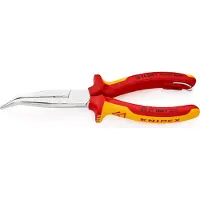 Knipex 26 26 200 T BK Pince à bec plat avec tranchant (pince à bec de cigogne) avec œillet de fixation chromée VDE 200 mm