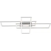 JUST LIGHT Plafonnier LED couleur acier, intensité lumineuse variable, télécommande, L98,9 cm