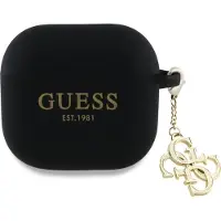 GUESS Gua4Lecg4K Airpods 4 Cover Czarny/Black Silicone 4G Charm