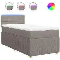 vidaXL Lit boxspring avec matelas Taupe 90x200 cm Tissu