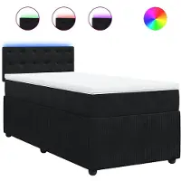 vidaXL Lit boxspring avec matelas noir 90x200 cm velours