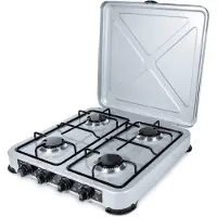 Promis Cuisinière à gaz quatre brûleurs KG400 argentée