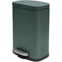 Spirella Seau à cosmétique 5 litres en inox avec abaissement automatique et seau intérieur "Akira" Poubelle de salle de bains Softclose Poubelle vert foncé