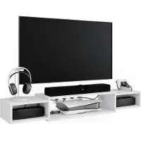 Vicco Meuble tv Nordic Blanc 139.7x20.3cm avec des étagères ouvertes, Model 49521