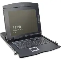 Digitus Console modulaire avec TFT 17" (43,2cm), 16 ports CAT 5 KVM & Touchpad, clavier français, Commutateur KVM, Noir