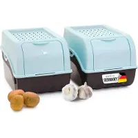 Novaliv 2x Moyen 5L turquoise light Boîte à légumes Boîte de conservation des pommes de terre Boîte de stockage Pot à oignons Boîte à ail Pot à fruits