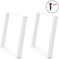 vidaXL Pieds de table de salle à manger en U 2 pcs. Blanc 80x(72-73) cm Acier