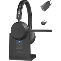 Gequdio Bluetooth Headset GB-2 mit Ladestation,USB,Netzteil (Sans fil, USB-A), Casque micro de bureau, Noir