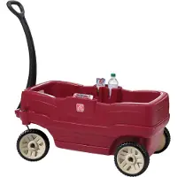 Step2 Neighborhood Wagon | Wagon Jouet | Chariot Jouet Rouge, 2 Places | Confortable Et Sécuritaire Avec Ceintures De Sécurité Inclusent | Facile À