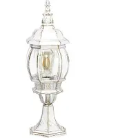 Licht-Erlebnisse Élégant lampadaire d'extérieur blanc et or, style rustique, IP44, E27, 50 cm, BREST, lampe de chemin, lampe de jardin