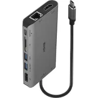 Lindy 43323 station d'accueil Avec fil USB 3.2 Gen 1 (3.1 Gen 1) Type-C Noir, Gris