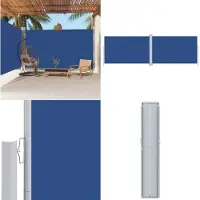 vidaXL Marquise latérale extensible Bleu 220x600 cm - Parasols & Protection solaire