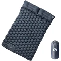vidaXL Matelas de camping autogonflant avec oreillers 2 personnes gris