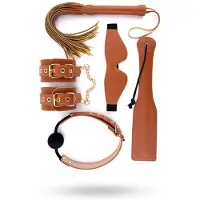 Blaze Elite - kit BDSM 5 pièces - cuir couleur cognac