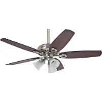 Hunter Builder plus un Ventilateur de plafond chrome, pales bifaces noyer / cerisier 132 Cm silencieux 3 tulipes,
