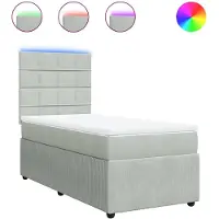 vidaXL Lit boxspring avec matelas gris clair 90x190 cm velours