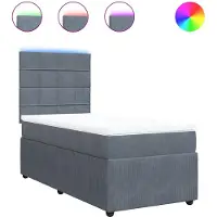 vidaXL Lit boxspring avec matelas gris foncé 90x190 cm velours
