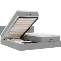 vidaXL Lit ottoman avec matelas & LEDs gris clair 180x200 cm Tissu