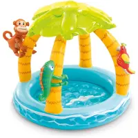 Intex Tropical Inflatable Pool With Awning Padded Soil And Inflatable Animals 102 Cm Jaune Enfants