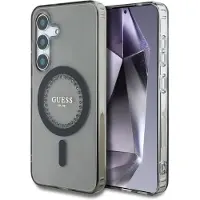 GUESS Coque MagSafe IML avec strass pour Samsung Galaxy S25 - Noir