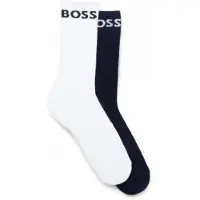 BOSS pour homme. 50469747 Lot de 2 paires de chaussettes de sport marine, blanc (35-38), Homewear, Coton