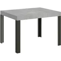 Itamoby - Table extensible 110/194x70 cm Linea gris béton pieds anthracite