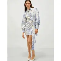 Marella pour femme. 2513221131200 Robe avec écharpe Idioma bleu (42), Casuel, Viscose, Manche longue