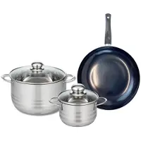 Elo Ensemble de 1 Poêle de cuisson 24 cm et 2 faitouts 14 et 20 cm Prima Brillant