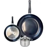 Elo Ensemble de 2 Poêles de cuisson 20 et 32 cm et 1 faitout 12 cm Prima Brillant