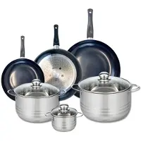 Elo Ensemble de 3 Poêles de cuisson 20, 24 et 28 cm et 3 faitouts 12, 20 et 24 cm Prima Brillant