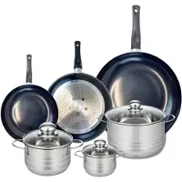 Elo Ensemble de 3 Poêles de cuisson 20, 24 et 32 cm et 3 faitouts 12, 16 et 20 cm Prima Brillant