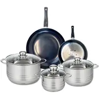 Elo Ensemble de 2 Poêles de cuisson 20 et 28 cm et 3 faitouts 16, 20 et 24 cm Prima Brillant