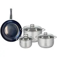 Elo Ensemble de 1 Poêle de cuisson 28 cm et 3 faitouts 16, 20 et 24 cm Prima Brillant