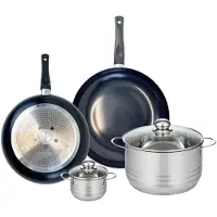 Elo Ensemble de 2 Poêles de cuisson 28 et 32 cm et 2 faitouts 12 et 24 cm Prima Brillant