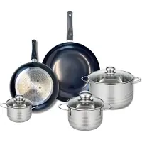 Elo Ensemble de 2 Poêles de cuisson 24 et 28 cm et 3 faitouts 12, 16 et 20 cm Prima Brillant