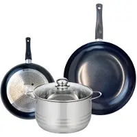 Elo Ensemble de 2 Poêles de cuisson 24 et 32 cm et 1 faitout 24 cm Prima Brillant