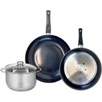 Elo Ensemble de 2 Poêles de cuisson 28 et 32 cm et 1 faitout 20 cm Prima Brillant