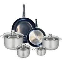 Elo Ensemble de 2 Poêles de cuisson 24 et 32 cm et 4 faitouts 12, 16, 20 et 24 cm Prima Brillant