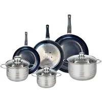 Elo Ensemble de 3 Poêles de cuisson 20, 24 et 28 cm et 3 faitouts 14, 16 et 20 cm Prima Brillant