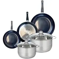 Elo Ensemble de 3 Poêles de cuisson 20, 24 et 28 cm et 2 faitouts 20 et 24 cm Prima Brillant