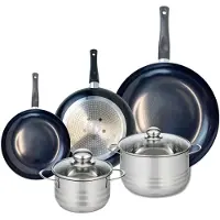 Elo Ensemble de 3 Poêles de cuisson 20, 24 et 32 cm et 2 faitouts 16 et 20 cm Prima Brillant