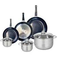 Elo Ensemble de 3 Poêles de cuisson 20, 24 et 28 cm et 3 faitouts 12, 14 et 24 cm Prima Brillant